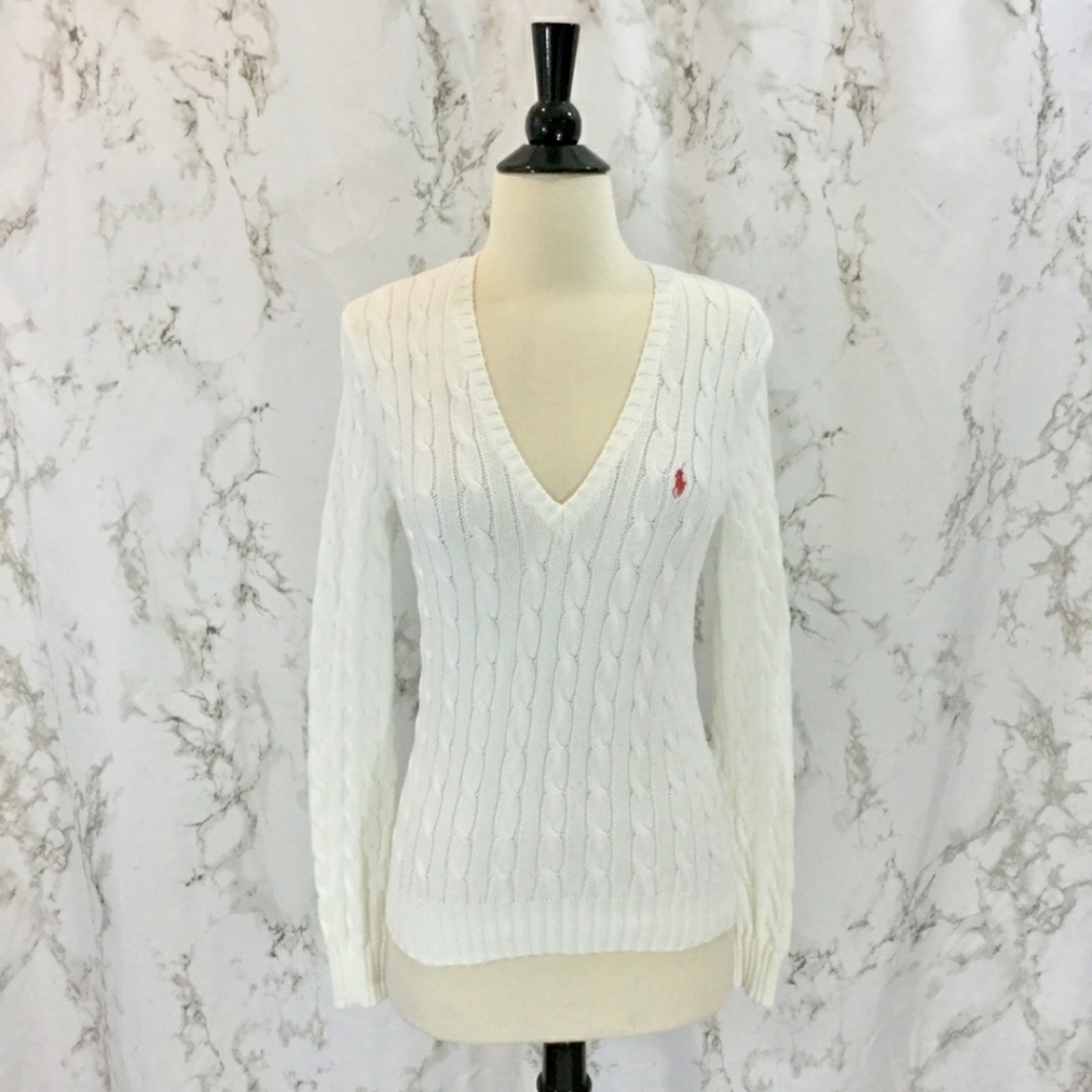 Ralph Lauren Sport polo cable knit v-neck sweater